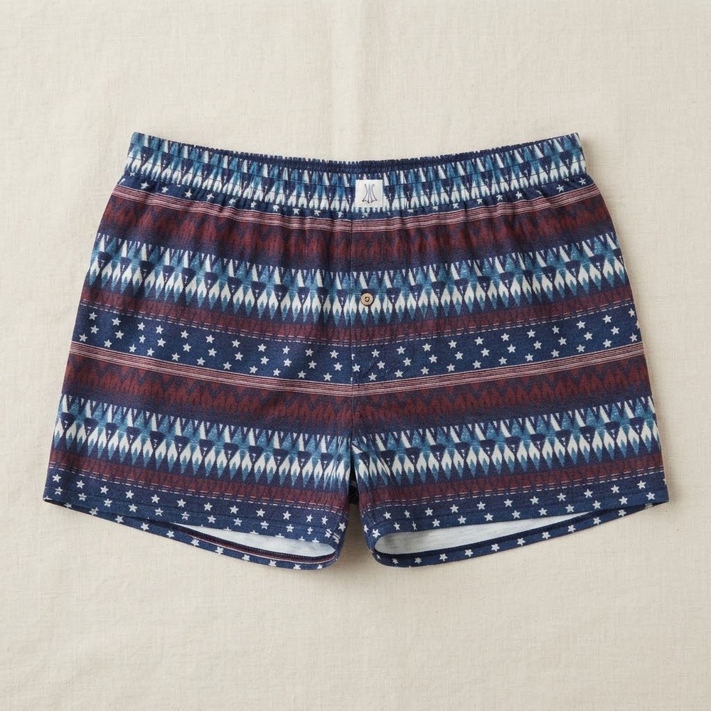 Pendleton Mens XXL Knit Boxer Shorts Americana Star Geometric Print Blue Red